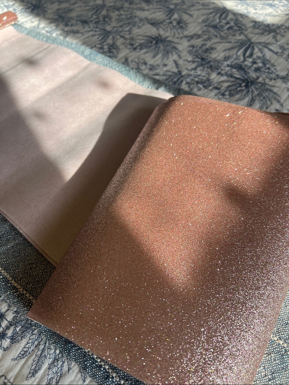 (5) 4 foot rose gold glitter table runner roll